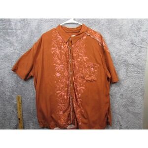 We The Free Shirt Womens Large Brown Tropical Palm Print Button Front Casual